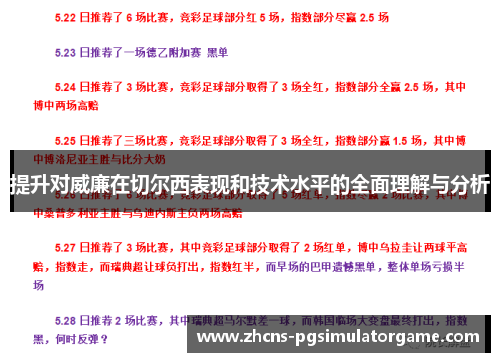 提升对威廉在切尔西表现和技术水平的全面理解与分析
