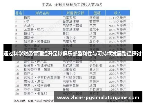 通过科学财务管理提升足球俱乐部盈利性与可持续发展路径探讨